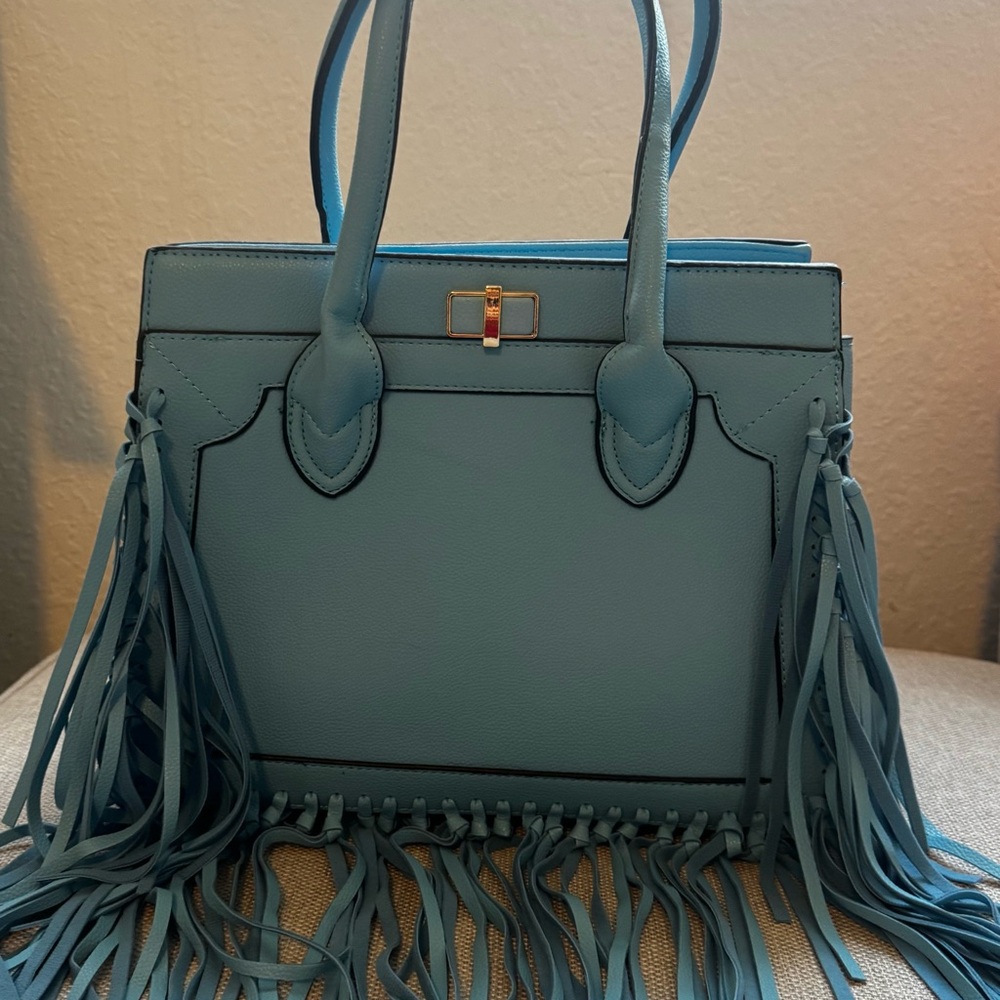 Structured tote / satchel with fringe